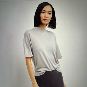 M.M. Lafleur Mia Top - Silk Jersey High Neckline Short Sleeve Top